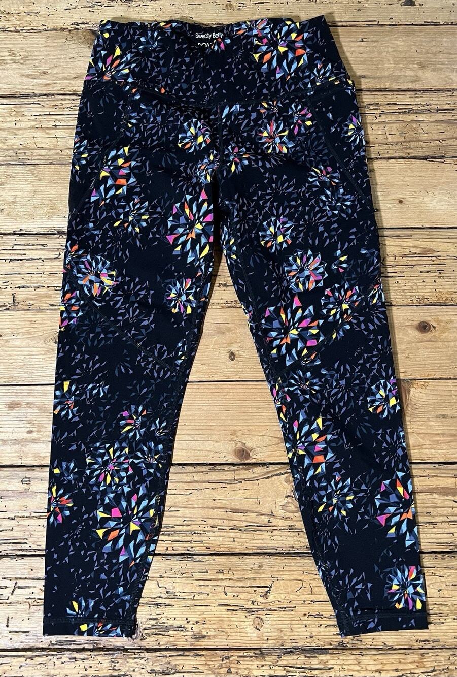 Sweaty Betty Women’s Size 8 Black Abstract Power 7/8 Leggings EUC